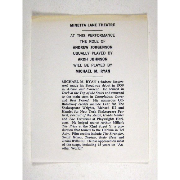 Other People's Money Playbill February 1990 Theatre James Murtaugh Scotty Bloch - Picture 2 of 8